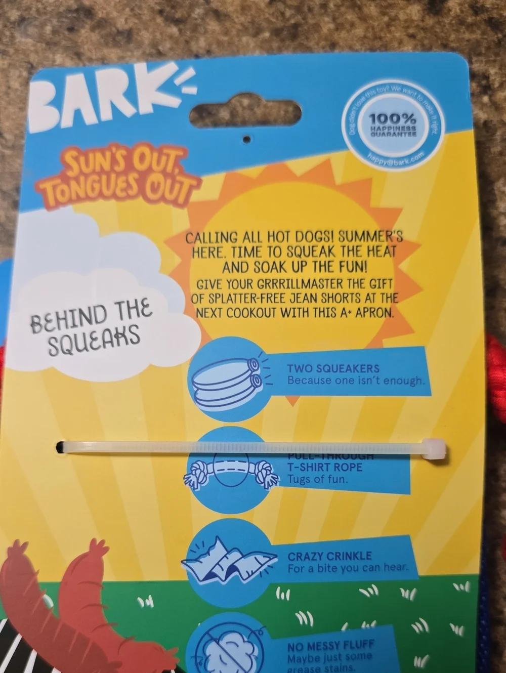 Bark Suns Out Tongues Out Apron Tug Toy in Blue and Red NWT S-M 0-50 Pounds